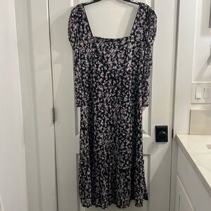 WILD FABLE floral print maxi mesh dress with puff long sleeve